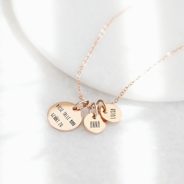 Personalized necklace • Mom necklace with engraving • Name necklace • Family necklace • Engraved necklace • shiny • matt • gold silver rosé K528