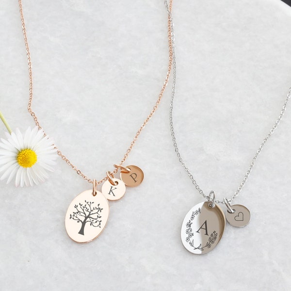 Personalized necklace • Necklace with engraving • Washed engraving necklace • Family necklace • Name necklace • shiny • matt • gold silver rosé K529
