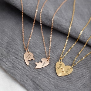 Friendship Necklaces Set • Personalized Necklaces with Heart • Name Necklace • Heart Necklace • Family Necklace • Partner Necklaces • Jewelry Set • k540