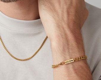 Herren Armband - personalisiertes Armband - Unisex Armband - gold - Armband m. Gravur - Wasserfest - Edelstahl Armband - A203 gold