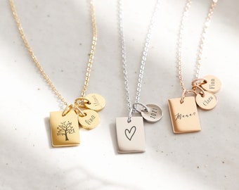 Gepersonaliseerde ketting • Halsketting met gravure • Gewassen graveerketting • Familieketting • Naamketting • glanzend • mat • goud zilver rosé K533