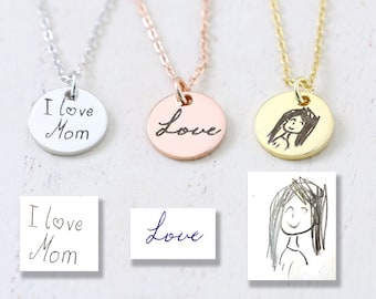 mini 925 silver necklace with your own handwriting or drawing- Handwriting necklace – gift for mom – gift for you GK006