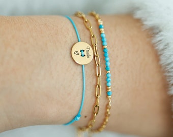 Personalisiertes Armband - Wunschgravur - Plättchenarmband - Mama Geschenk - Namensarmband - Ichthys Armband - Kinderarmband A232