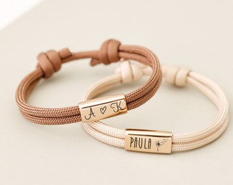 Gepersonaliseerde armband - Zeiltouw Earth Tone Armband met naam - Communiecadeau - Bevestigingscadeau - Bevestigingscadeau - A208