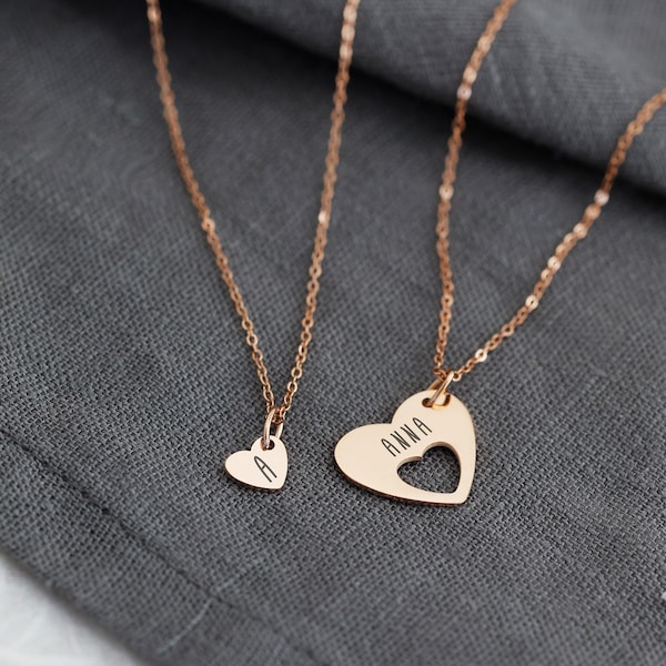 Mother-child chain set Heart - Partner chains - Chain set - Friendship chains - Gold Rose Silver - Heart chains - Gift for mom - k539