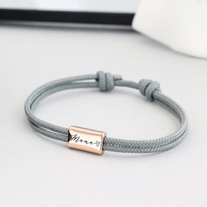 Bracelet corde à voile personnalisé gravure souhaitée bracelet amitié bracelet partenaire surfeur bracelet avec gravure acier inoxydable A182 image 1