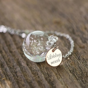 Collana con globe di neve in argento sterling 925 - Oreficeria personalizzata - Regali per donne - Collana incisa - K385