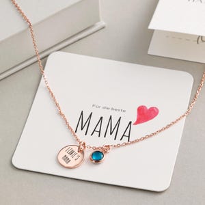 Collana con carta-925 argento collana personalizzata con pietra del mese-collana con incisione-collana familiare-collana con nome-LW009