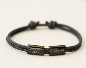 Pulsera personalizada - pulsera unisex - pulsera de amistad - pulsera de pareja de surfista - acero inoxidable - pulsera de cuerda de vela A216