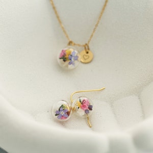 Personalisiertes Schmuckset mit echten Blumen 925er Sterling Silber silber gold roségold Geschenk für sie set022 Bild 8