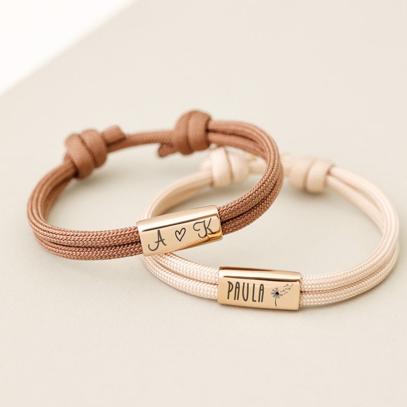 Pulsera personalizada Pulsera tono tierra de cuerda de vela con nombre Regalo de comunión Regalo de confirmación Regalo de confirmación A208 imagen 1