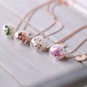 925 zilveren ketting met echte bloemen Lavendel Gepersonaliseerde gravure Diverse kleuren K507 afbeelding 8