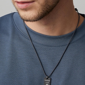 Gepersonaliseerde herenketting - zeiltouw Gepersonaliseerde zeiltouwketting - Aangepaste gravering - Verstelbaar - Waterdichte ketting met gravering - HK005