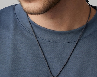 Personalized Men’s Necklace – Sailrope Chain with Custom Engraving, Adjustable & Waterproof – HK005