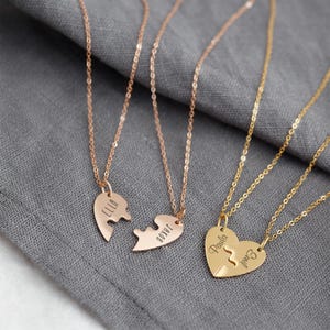 Partner Chain Set - Friendship Chain Set - Personalized Chains with Heart - Name Chain - Puzzle Chain - Family Chain - Heart Chain K540