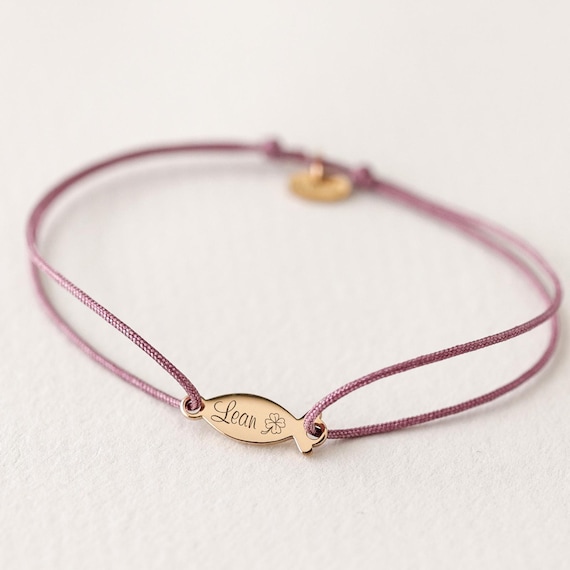 Personalisiertes Fisch Armband - Nylon Armband - Ichthys Armband - Wunschgravur - Kommunion - Konfirmation - Firmung - Fisch Schmuck - A219