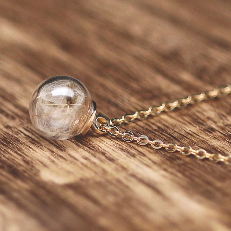 Mini dandelion 925 silver necklace small wish bridesmaid gift for her boho jewelry K279 image 4