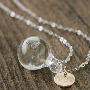 Snowglobe chain Engraving Personalized necklace Gift for her k385 image 3