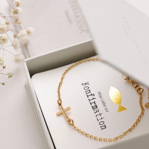 Bracelet à croix personnalisé - Cadeau de confirmation avec carte - Confirmation avec gravure - Bijoux à croix - Cadeaux chrétiens - LW032