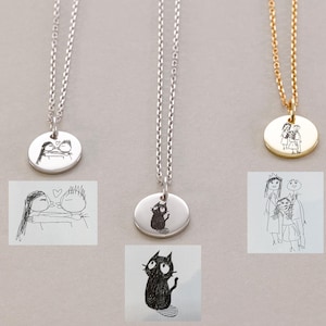 Mini 925 Silver Necklace with Your Own Handwriting or Drawing - Handwriting Necklace - Gift for Mom - Gift for Her - GK006
