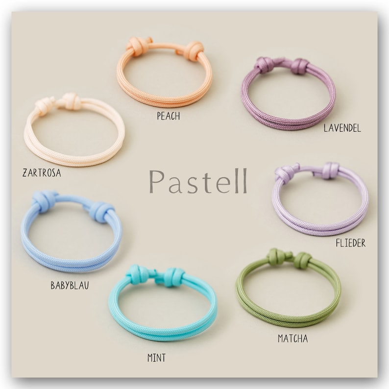 Gepersonaliseerde armband zeiltouw pastelarmband met naam communiegeschenk bevestigingsgeschenk bevestigingsgeschenk A212 afbeelding 4