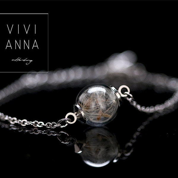 Silver bracelet with REAL DANDELION - A049