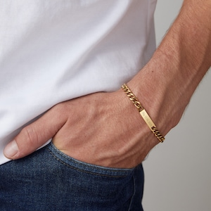 Herren Armband personalisiertes Armband Unisex Armband gold Armband m. Gravur Wasserfest Edelstahl Armband A201 gold Bild 1