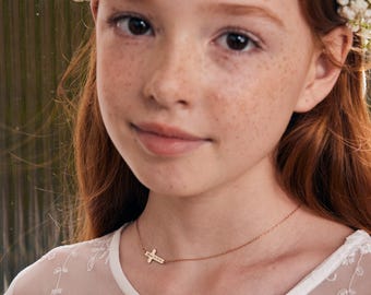 High-quality personalized cross necklace-Slider bead necklace-Stainless steel necklace with engraving-Communion-Confirmation-LW008