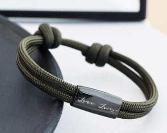 Bracciale da Uomo – Bracciale in Corda Nautica Personalizzato – Regalo per la Cresima–Bracciale Inciso–Regalo per la Festa del Papà – A184Z