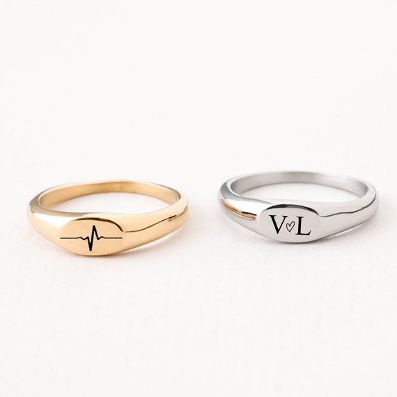 Anello In Argento Sterling 925 Massiccio - Design Sigillo, Unisex, Misura G (3.5), Inciso