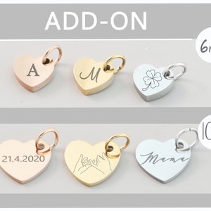 Zusätzlicher Herz-Anhänger - Edelstahl - ADD-ON Herz-Plättchen - Personalisierte Gravur - P103