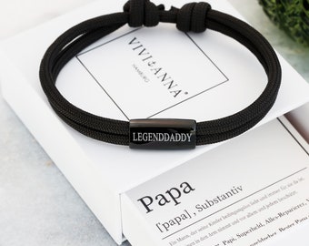 Papa Armband - Personalisiertes Segeltau Armband - Wunschgravur - Surferarmband - Vatertagsgeschenk - Armband mit Gravur - Edelstahl  A190