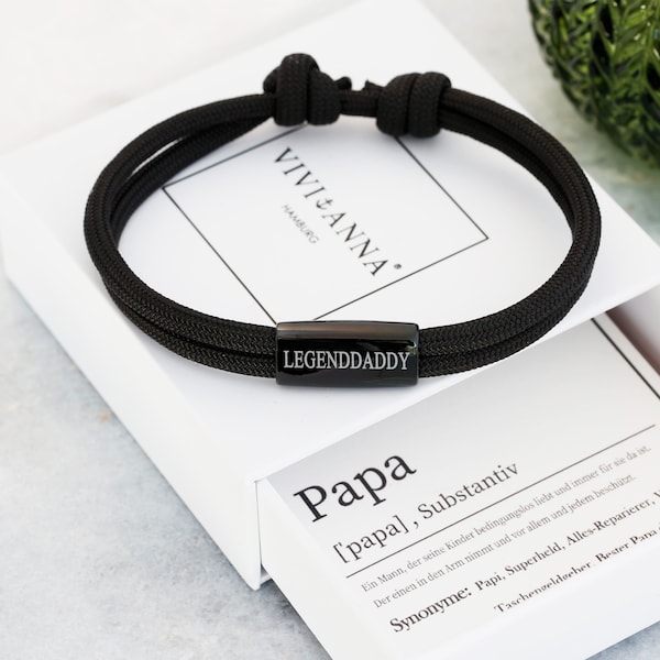 Papa Armband - Personalisiertes Segeltau Armband - Wunschgravur - Surferarmband - Vatertagsgeschenk - Armband mit Gravur - Edelstahl  A190