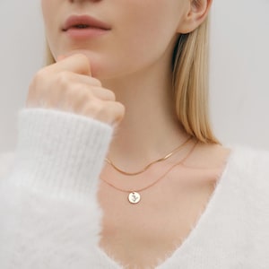 Personalized necklace with two discs，engraved necklace in silver, gold and rose gold, for her • MK004