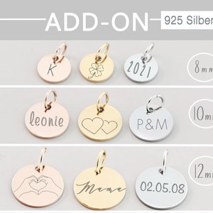 925er Silber zusätzlicher personalisierter Anhänger - ADD-ON Plättchen - extra Anhänger - Personalisierte Gravur - Anhänger rund - P102