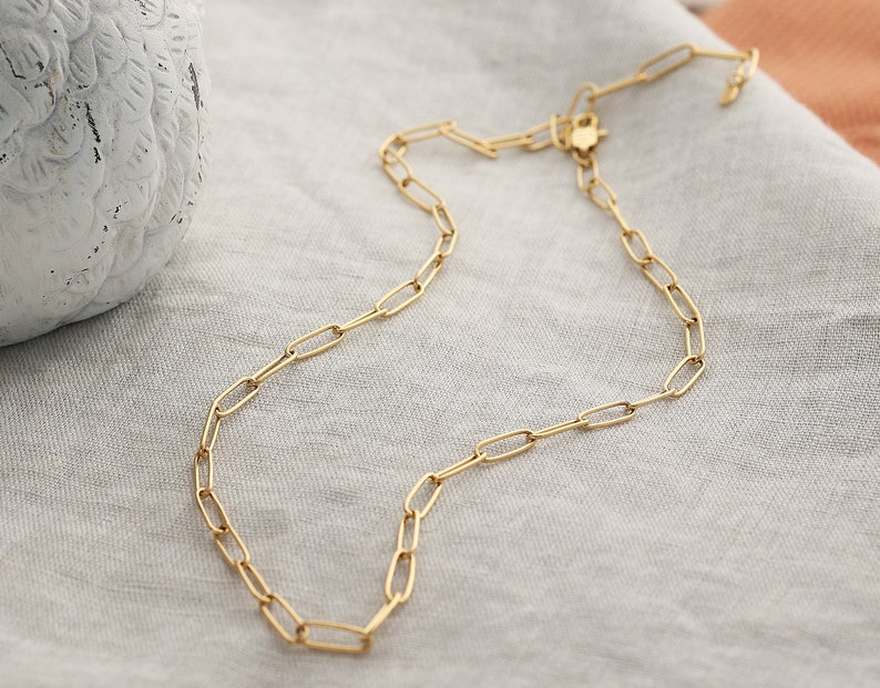 Link chain Layered necklace Y chain Stainless steel Gold Rose gold Silver K526 image 1