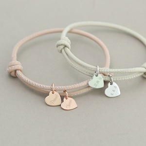 Leather Bracelet with Heart Charm Custom Engraving Adjustable Strap Multiple Colors A Perfect Gift for Her A164 image 1