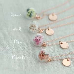 925 zilveren ketting met echte bloemen Lavendel Gepersonaliseerde gravure Diverse kleuren K507 afbeelding 3