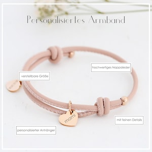 Leren armband met hartjeshanger Gepersonaliseerde gravure Verstelbare leren armband Diverse kleuren Cadeau voor haar A164 afbeelding 3