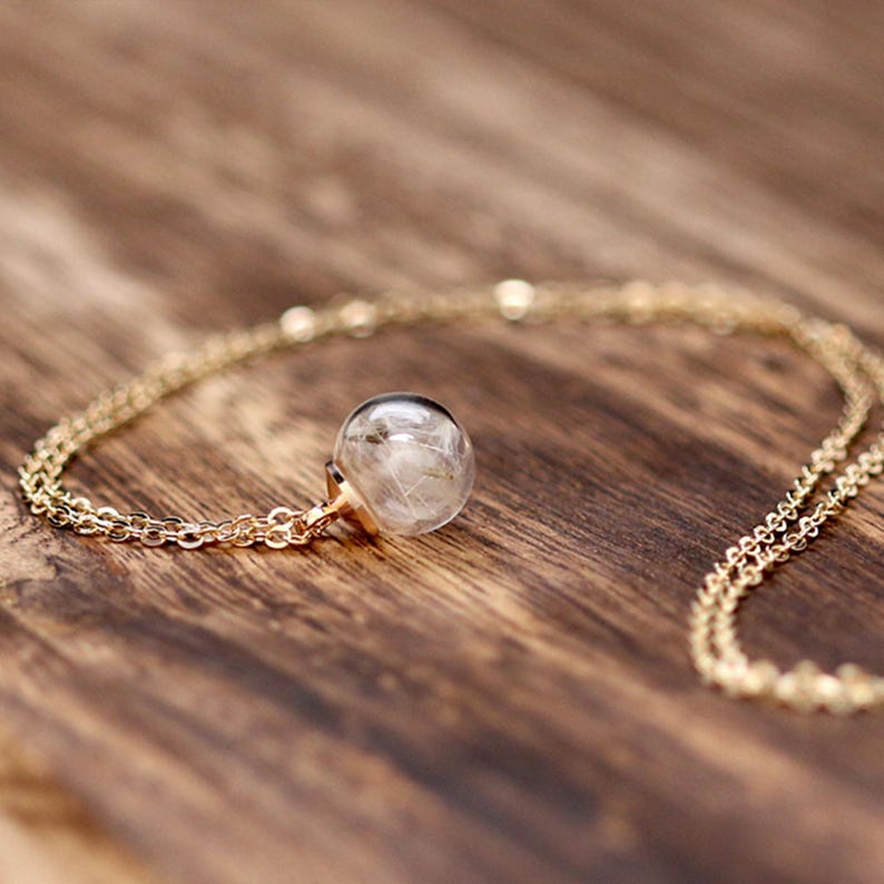 Mini dandelion 925 silver necklace small wish bridesmaid gift for her boho jewelry K279 image 1