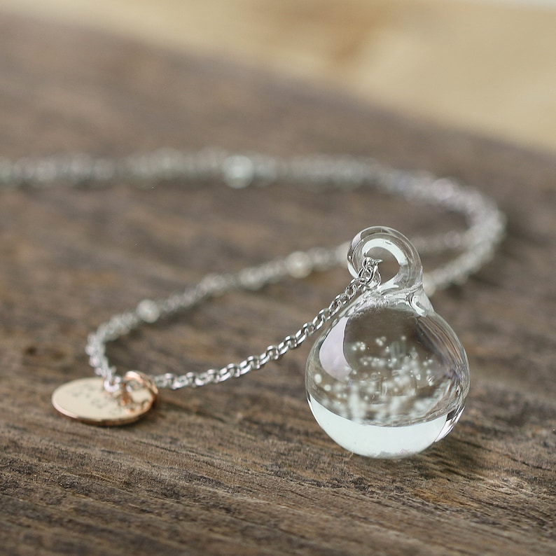 Snowglobe chain Engraving Personalized necklace Gift for her k385 image 2