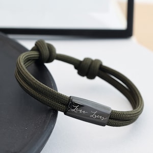 Bracelet homme bracelet corde à voile personnalisé gravure souhaitée bracelet surfeur bracelet partenaire bracelet avec gravure acier inoxydable A184 image 1