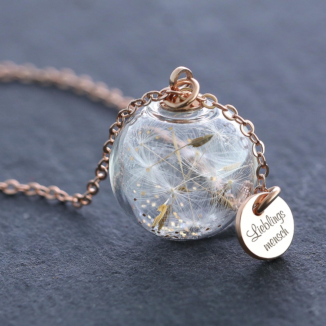 925er Silver Necklace With Real Dandelions and Personalized
