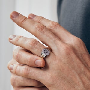 Men&#39;s Signet Ring with Engraving - Stainless Steel Ring - Customized Ring - Gold and Silver - Waterproof - Men&#39;s Jewelry - R009H