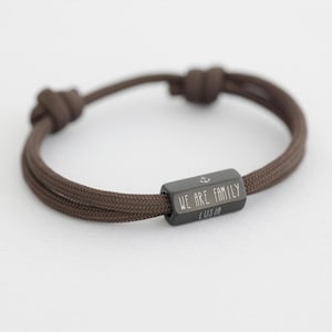 Men&#39;s Bracelet - Personalized Sail Rope Bracelet - Matte Black - Surfer Bracelet - 6 Sides - Family Bracelet - Stainless Steel A197 Black