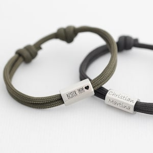 Herenarmband - Gepersonaliseerde zeiltouwarmband - 6 zijden - Mat - Roestvrijstalen gegraveerde surferarmband - Familiearmband - Zilver-goud - A197