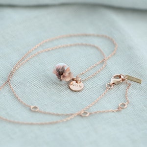 925 zilveren ketting met echte bloemen Lavendel Gepersonaliseerde gravure Diverse kleuren K507 afbeelding 2