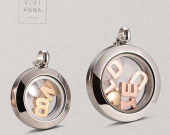 Custom Letter Locket - Stainless Steel Necklace - PN030