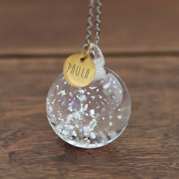 Gravure collier boule à neige · Bijoux personnalisés · mini boule à neige - cadeaux pour femme · Cadeaux de Noël · K502