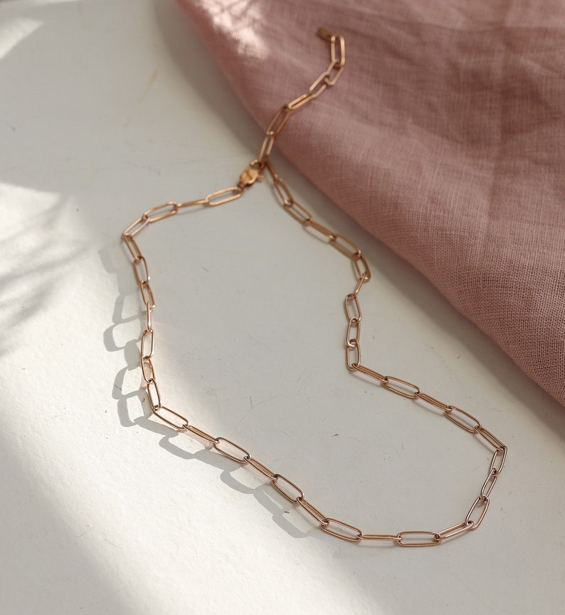 Link chain Layered necklace Y chain Stainless steel Gold Rose gold Silver K526 image 3